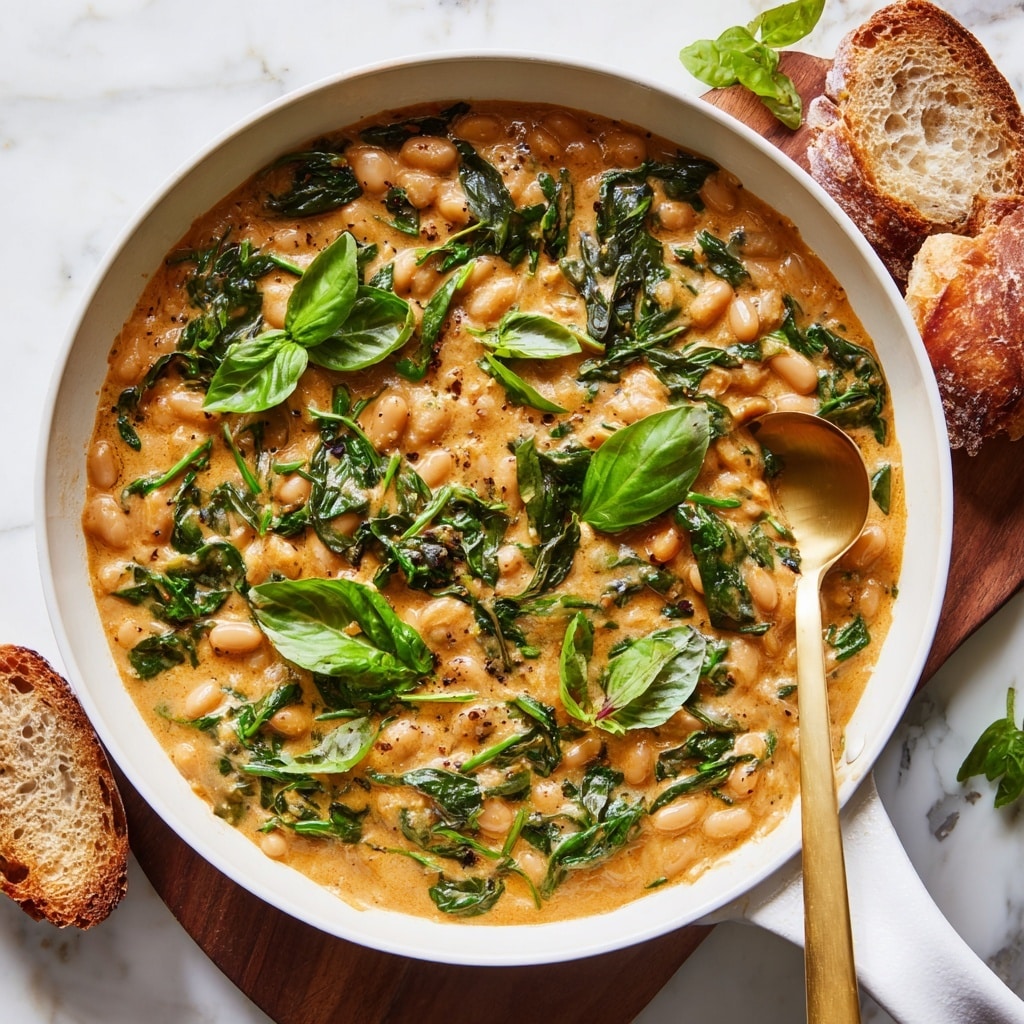 A white bowl filled with creamy pasta featuring three main layers: the bottom layer is soft, plump gnocchi covered in a thick, orange cream sauce mixed with bits of green spinach and brown small mushroom pieces. On top, there are fresh chopped green herbs scattered all over, adding a fresh touch. A light toasted slice of white bread with holes is partly dipped inside the pasta on the left side. The bowl rests on a wooden board with a white marbled surface in the background. photo taken with an iphone --ar 4:5 --v 7