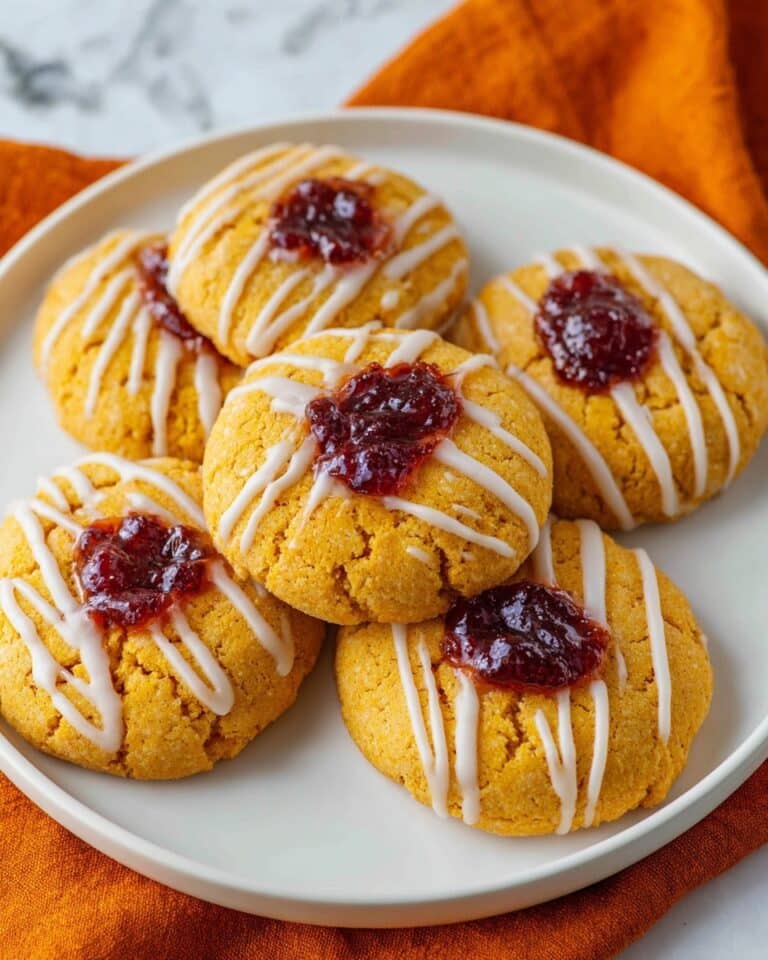 Gingerbread Thumbprint Cookies with Cranberry Sauce and White Chocolate Drizzle Recipe