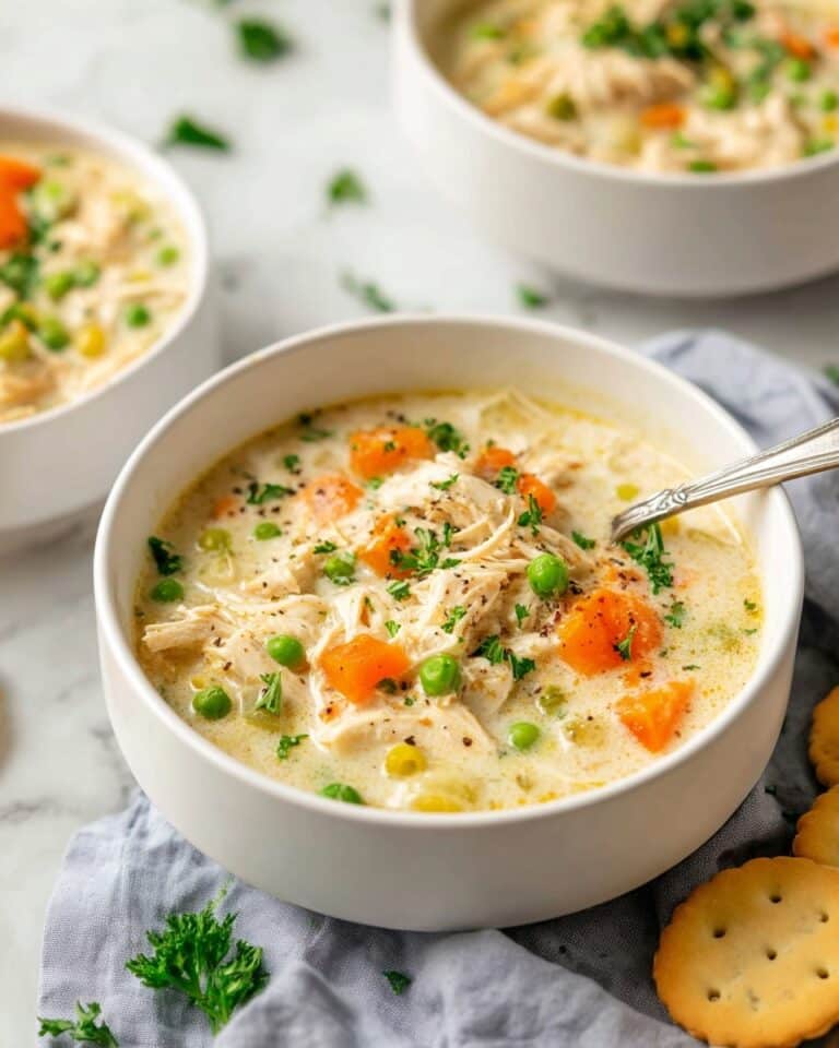 High Protein Chicken Pot Pie Soup Recipe
