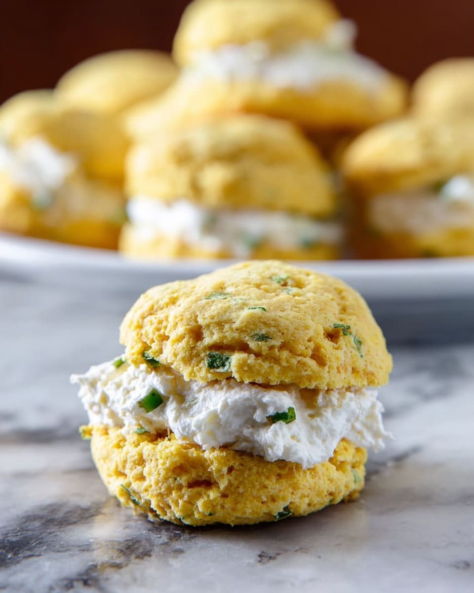 Two white deep plates each hold two layers: a bottom layer of creamy pale yellow porridge with a soft, slightly grainy texture, topped with a thick, deep red and purple blueberry sauce with whole blueberries visible and swirls of white cream unevenly mixed in. One plate has a spoon with a white handle resting inside it, while the other plate is plain. To the right side, two small white bowls hold more blueberry sauce and cream, with a metal spoon inside the blueberry sauce bowl. Fresh green mint leaves are placed beside the plates. All items are set on a wooden surface, replaced by a white marbled texture. photo taken with an iphone --ar 4:5 --v 7