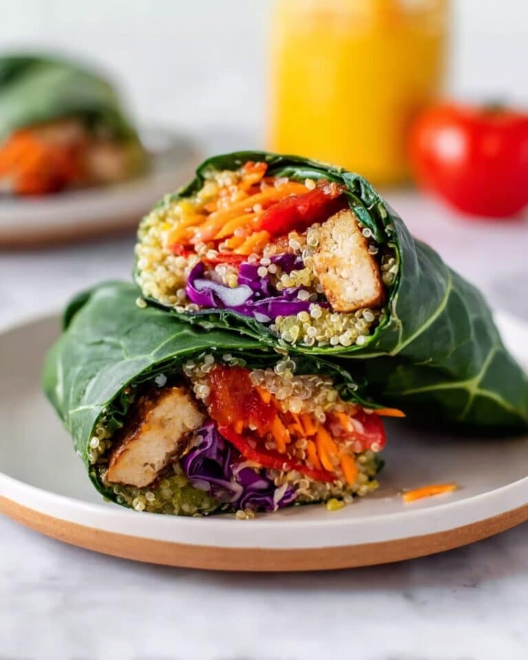 Collard Green Wraps with Quinoa, Veggie fillings, and Vegan Nuggets Recipe