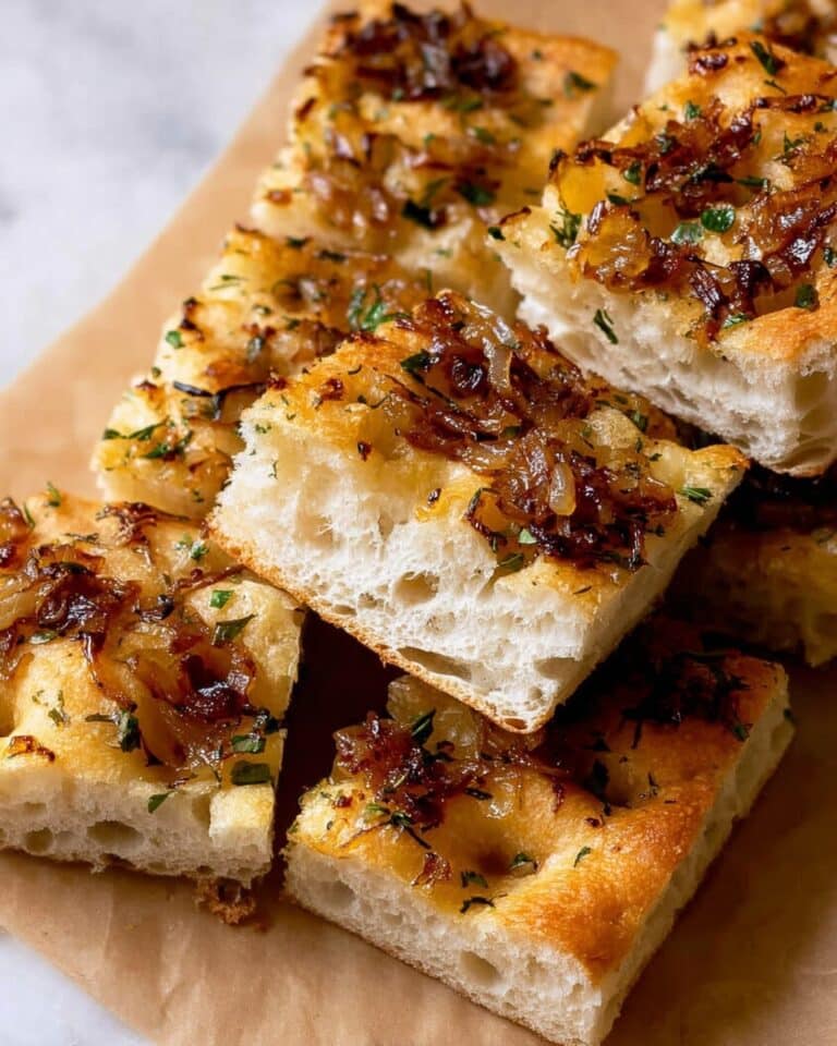 Caramelized Onion and Thyme Focaccia with Garlic Oil Recipe