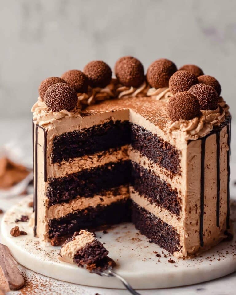 Chocolate Coffee Cake with Coffee-Infused Frosting and Syrup Recipe