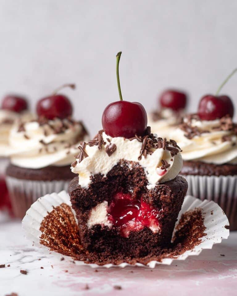 Black Forest Cupcakes with Cherry Filling and Whipped Cream Recipe