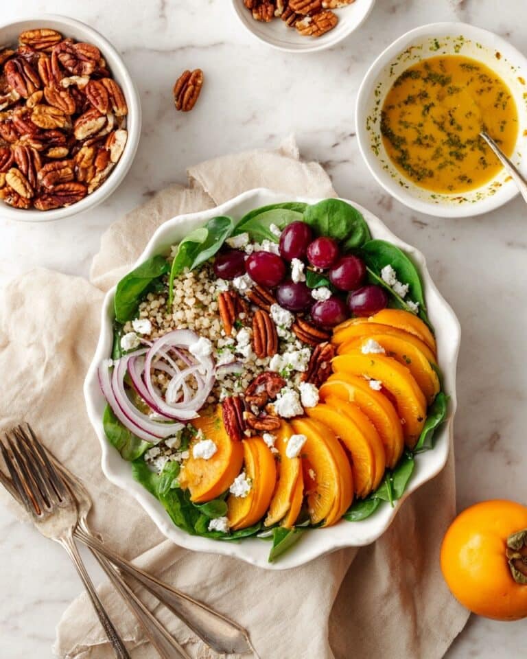 Persimmon Salad with Cranberries, Goat Cheese, and Pecan Vinaigrette Recipe