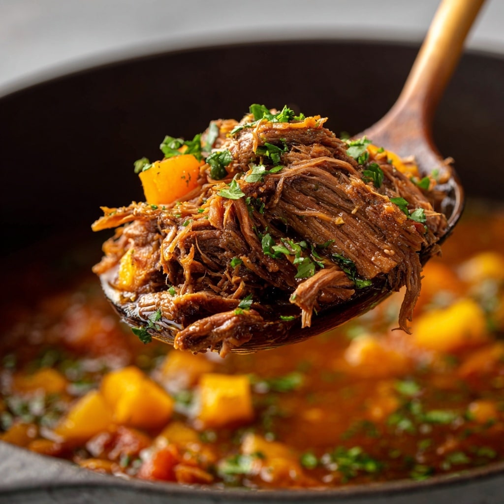 The dish is arranged in a white bowl placed on a white marbled surface, featuring three main layers. The bottom layer consists of creamy, smooth, white mashed potatoes spread evenly. On top of this is a layer of shredded, tender brown beef mixed with golden-brown cooked onions and pieces of soft, translucent celery, all coated in a glossy, rich brown gravy. The dish is garnished with finely chopped green parsley, adding a fresh touch. At the back of the bowl, there is a neat pile of bright green steamed green beans, arranged in parallel lines. photo taken with an iphone --ar 4:5 --v 7
