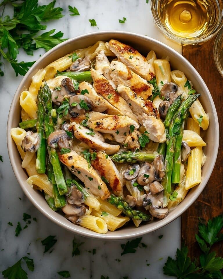 Creamy Mushroom & Asparagus Chicken Penne Recipe