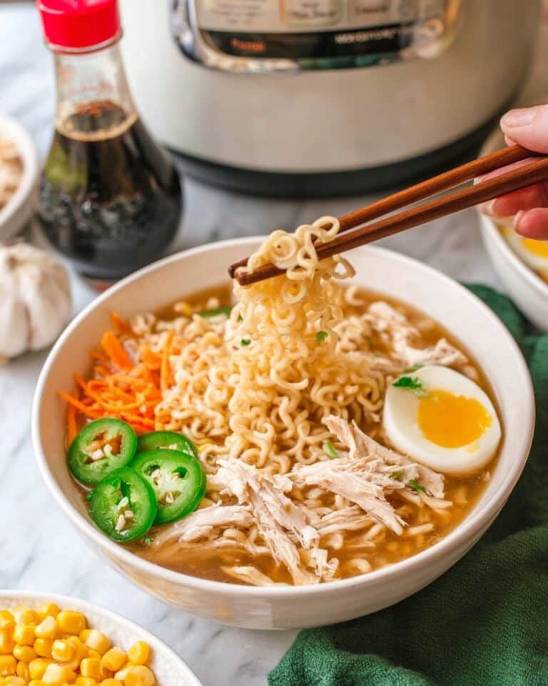 Crockpot Chicken Ramen with Soft-Boiled Eggs and Fresh Toppings Recipe